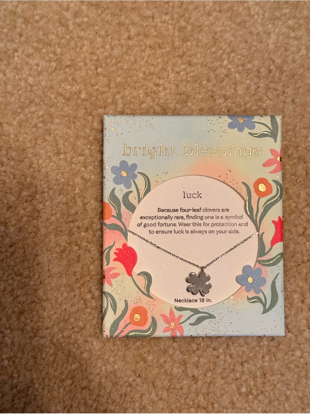 'Luck' Silver Four-Leaf Clover Necklace